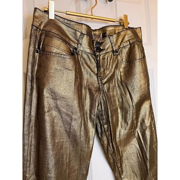Vintage Revolt gold and black boot cut straight leg 90’s jeans 32 waist size 13 - Picture 2 of 9